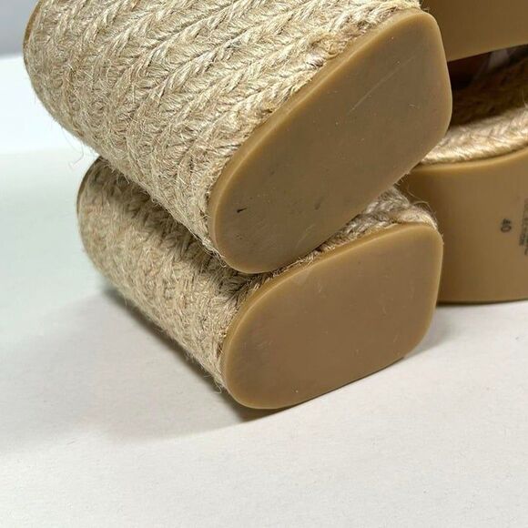 Zara Basic Suede Block Heel Open Toe Espadrille Sandals Womens 40 (US 10) Tan - Picture 7 of 8